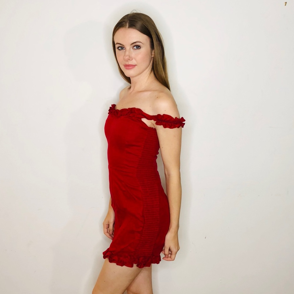REFORMATION BONITA RED RUFFLE MINI DRESS SOLD OUT - Picture 4 of 8